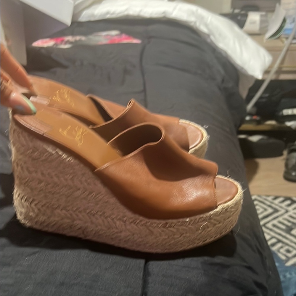Christian Louboutin Brown Wedge Espadrilles